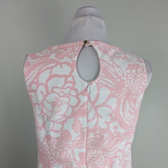 Talbots Dress 10 Pink Sleeveless Floral Sheath Short Mini White Easter Shower - Picture 7 of 11